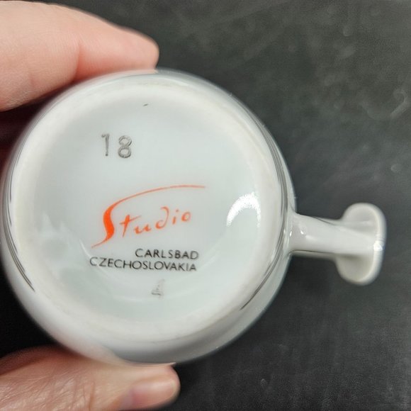 Atelier JM Lasov Delta Pyramid Czech Coffee Tea Mocha Cup Saucer Plate Set of 4 - Picture 7 of 12